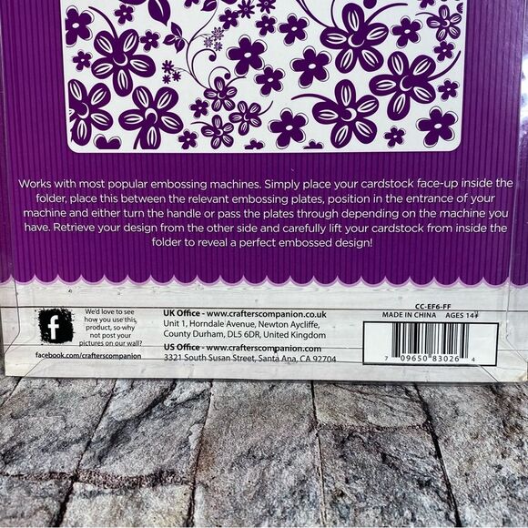 Crafters Companion NWT 6" x 6" Embossing Folder Floral Frenzy Design 1 Piece - Picture 3 of 5